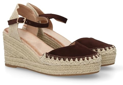 Sandalia de Cuna de Yute para Mujer, Comodas y Elegantes con Detalles Trenzados en la Pala, Diseno Moderno con Cierre de Hebilla, Cualquier Ocasion.