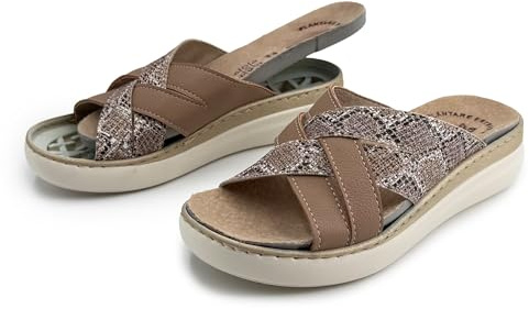 JOMIX Pantofole Donna Ortopediche Sandali Comodi con Soletta Pelle Removibile Ciabatte Zeppa Anziani Ergonomiche Estive da Casa e Fuori Morbide Leggere per il Comfort di Ogni Giorno Marrone 38