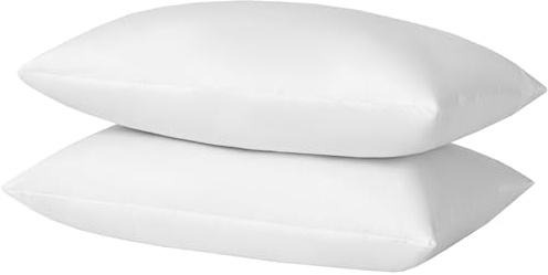 basic home 12x20 Decorative Throw Pillow Inserts-Down Feather Pillow Inserts-Oblong-Cotton Fabric-Set of 2-White.