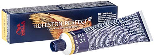 Wella Professionals Koleston Optimal Rich Naturals - Permanente Haarfarbe - Coloration mit bis zu 100 Prozent Grauabdeckung und Me plus Farbtechnologie – 8/38 Hellblond Gold‑Perl, 60ml