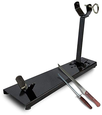 LEPANTO JAMONERO Plegable Acero Tipo C Color Negro + Regalo Cuchillo Y CHAIRA