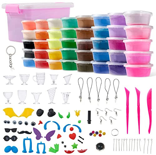 THE TWIDDLERS 125-Teiliges Bastelset - 40 Farben Lufttrocknende Modelliermasse Kinderknete mit 85 Werkzeugen & Zubehör in Aufbewahrungsbox