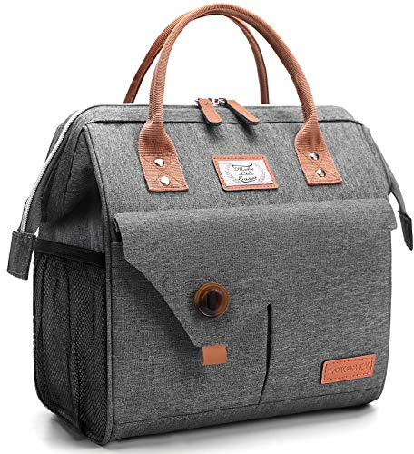 Lekesky Insulated Lunch Bag Lunch Tote for Women Leakproof Cooler Bag for Adults Outdoor Picnic Work Grey.