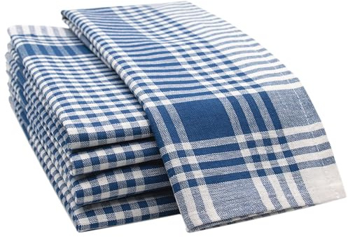 ZOLLNER 5 strofinacci in cotone - 50x70 cm - assorbenti e robusti canovacci - lavabili a 60°C - a quadretti blu e bianchi - qualità gastronomica - certificati OEKO TEX (R)