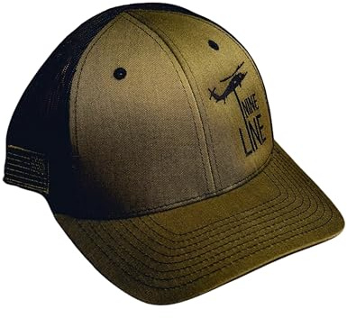 Nine Line OD Green Black Snapback Dropline Hat - Adjustable Trucker Baseball Cap with Mesh - Embroidered American Flag and Dropline Logo - Unisex Tactical Hat Sports Outdoor