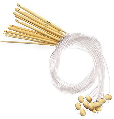 Unvtap Tunesische Häkelnadel 12 Stück Tunesische Bambus Afghanische Häkelnadel Set, Häkelnadeln Tunesisch für Anfänger, Heimgebrauch, Pullover, Socken, Schals(3-10mm)