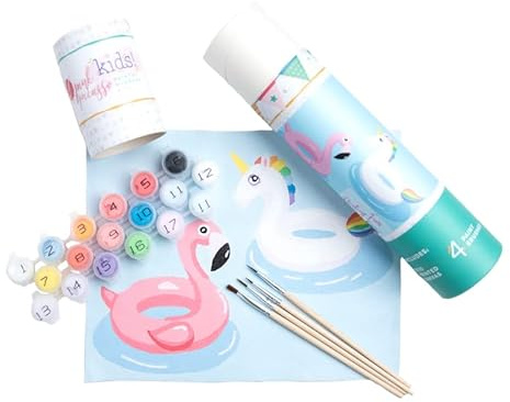 Pink Picasso Kits Paint by Number for Kids Ages 5-12 | DIY 8x10 Beginners Kids Paint Set Color by Numbers Canvas Painting Kits | As Seen On Shark Tank & Oprah's Favorite Thing| (Floating Fun)