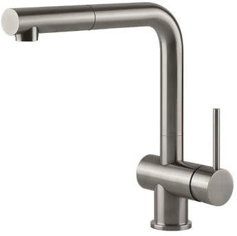 Rubinetto per lavello da cucina con Doccetta Estraibili Canna Girevole Steel Brushed Gessi 60498