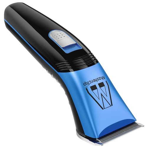 Masterclip Tosatrici per cani, ultra silenziose; leggero tagliabordi senza fili, ricaricabile Showmate II Clipper adatto per tagliare cani, gatti e altri peli di animali domestici (blu))