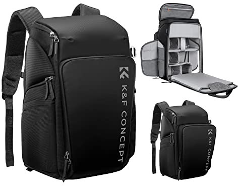 K&F Concept Mochila Cámara Profesional, Bolsa Fotógrafos Cámara Impermeable de Gran Capacidad para Camera Reflex Digital DSLR, Adecuado para viajes al aire libre senderismo fotografía Negro