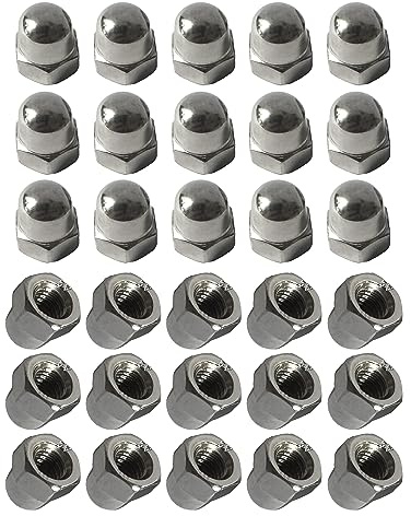 M6 Acorn Cap Nuts, 6mm Thread Dome Head Nuts, 304 Stainless Steel Hex Nuts, 60Pcs