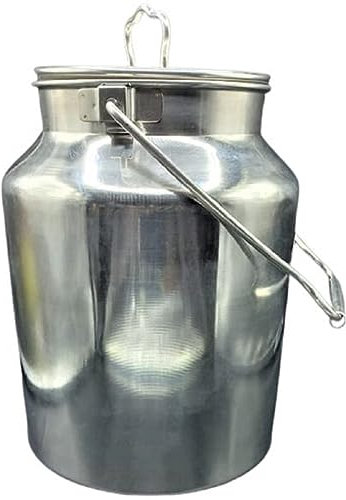 USA Deals 365 Latas de leche vintage | Latas de leche rústicas con tapa | Jarrones de leche de moda antigua | Jarra de leche de metal de acero inoxidable con tapa y asa | Bolsa de leche | (10 litros)