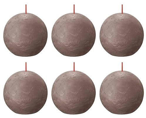 Bolsius Rustikale Kugelkerzen Glanz 6 Stück 76x71 mm Rustikal Taupe