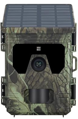 YTLJJ Caméra de Chasse Solaire 50MP 4K Vidéo, 2600mAh Batterie Intégrée Rechargeable, Camera de Chasse Infrarouge Invisible Nocturne Détecteur de Movement, IP65 Étanche