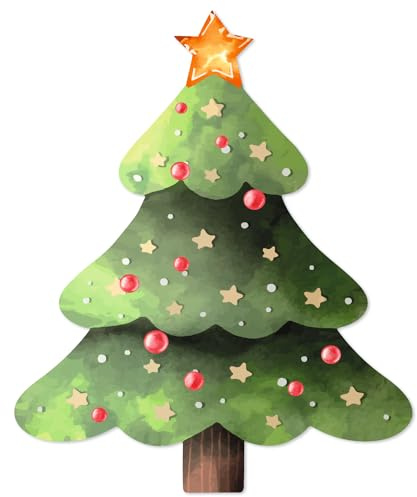 Logbuch-Verlag 200 Weihnachtsbaum Sticker 5 cm Rolle Premium Aufkleber grün gold rund selbstklebend hohe Qualität Made in Germany
