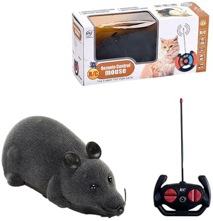 SUIOPPYUW Elektronisches Katzenspielzeug, ferngesteuertes Haustierspiel für Katzen, Mäuse und andere kleine Haustiere, Realistisches Aussehen RC Katzenspielzeug Lebensechte Maus,Dunkelgrau