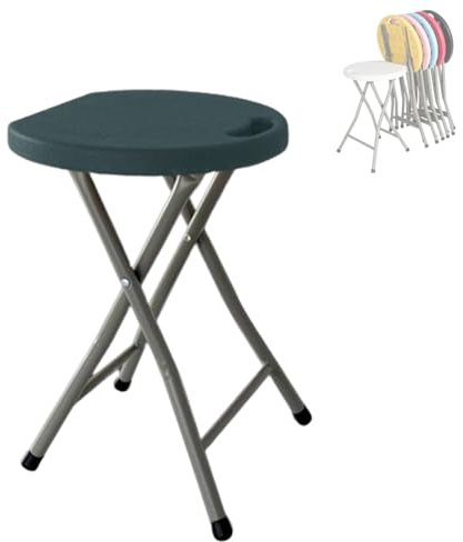Sedia Sgabello Pieghevole, Sedie Pieghevoli Rotonde Portatil Con Maniglia Salvaspazio Ideale Sedia Cucina Soggiorno Terrazzo Balcone Veranda Giardino Ripiegabile (Color : Green, Size : 2pcs)