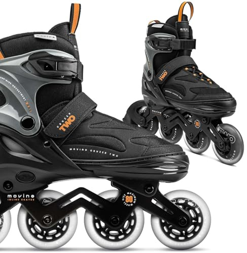 Movino Inline Skates Cruzer Two Pattini a Rotelle Regolabili Pattini in Linea per Donne Ragazze Ragazzi Pattini in Linea con Ruote Grandi 80 mm Pattini, XL (42-45)