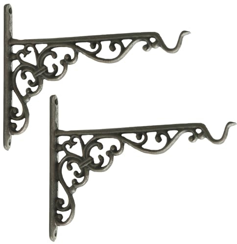 2er Set Regalhalterungen aus Gusseisen - Ornamente 25 x 2 x 18,5 cm