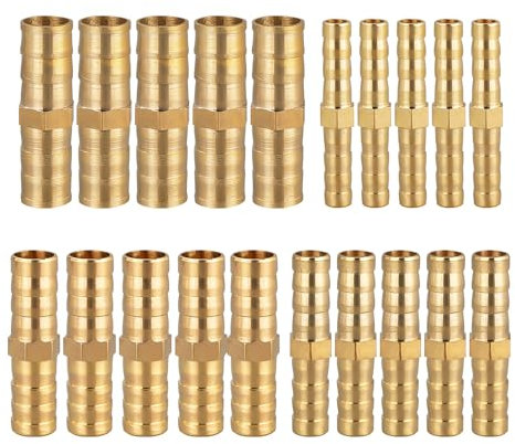 20 raccordi per tubi in ottone, 6/8/10/12 mm, connettori in ottone, raccordi per tubi auto, accessori per il collegamento del tubo, adatto per tubi dell'aria, tubi dell'acqua, tubi del carburante