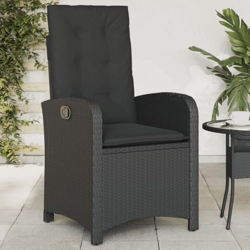 Keyroto Gartensessel Verstellbar mit Kissen Schwarz Poly Rattan, Gartensessel Outdoor, Polyrattan Sessel, Rattansessel, Gartensessel Rattan, Rattansessel Outdoor