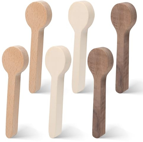 UTMACH 6 Stück Holzlöffel zum Schnitzen für Anfänger DIY Handwerk | Holzblock zum Löffel ,Schnitzen Schnitzholz Rohlinge,Unbehandelt Schnitzlöffel aus Lindenholz Buche Nussbaum