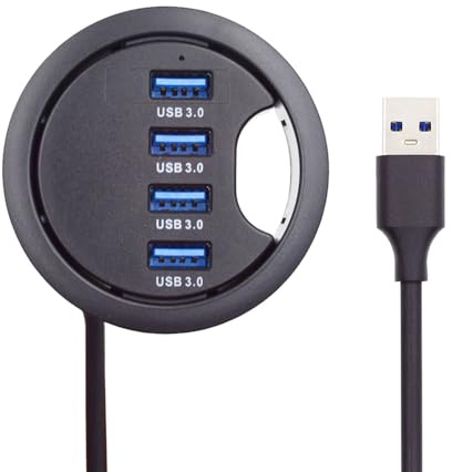Xiwai Hub splitter USB 3.0, 4 porte USB multiporta Expander 60 mm Passacavo da scrivania interfaccia Dock Station per PC scrivania desktop