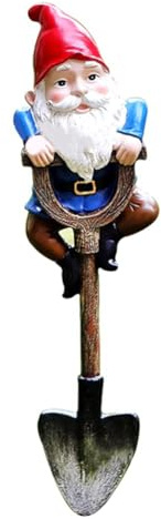 Rhghfujhgy Gartenzwerge Als Dekoration für Den, Lustige Outdoor-Statue Als Geschenk, Frecher Knome, der auf Einer Schaufel Steht, Heimskulpturen