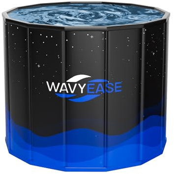 WAVYEASE® Newly Upgraded Portable Bath Tub for Adults(80 * 66CM) -Foldable Cold Plunge Tub for Recovery - Collapsible Soaking Bath Tub for Shower- Outdoor Ice Bathtub for Athletes (Black)