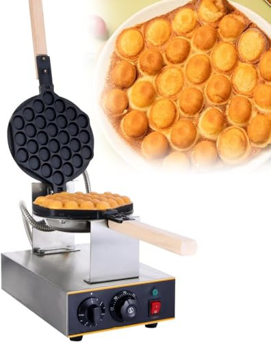 pedenencelia Gaufrier À Bulles Commercial, Fer À Bulles D'Œufs 1400 W – Rotatif À 180°/50-250 ℃ Réglable, Large Contrôle De Température, Corps Épais – pour Restaurant, Snack, Café Ou Café