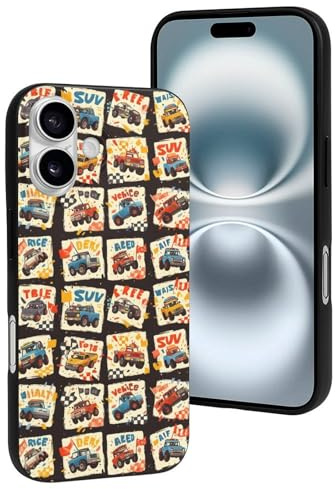 Buewutiry Coque compatible avec iPhone 16 - Coque en silicone souple SUV colorée pour voiture tout-terrain compatible avec iPhone 16 - Coque de téléphone pour homme et femme