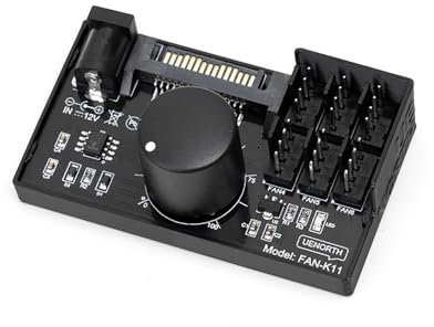 Sarini Cooling Fan Speed Knob Controller 12V 4-Pin PWM PC Case Fan Adapter Hub Power With SATA Interface For 4 Fans