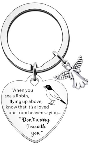 SDOFY Robin Memorial Gifts When You See A Robin Flying from Above Know That It's A Loved One Keyring Bereavement Remembrance Gifts for Loss of Mum Dad Grandma Friend
