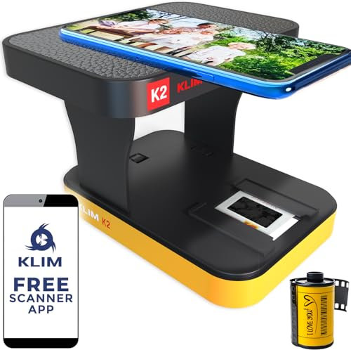KLIM K2 Mobile Film Scanner 35mm - Positive & Negative, Slide and Photo Scanner - 35mm Film Developing Kit Essential - Your own Developing Service at Home - Sunshine Orange