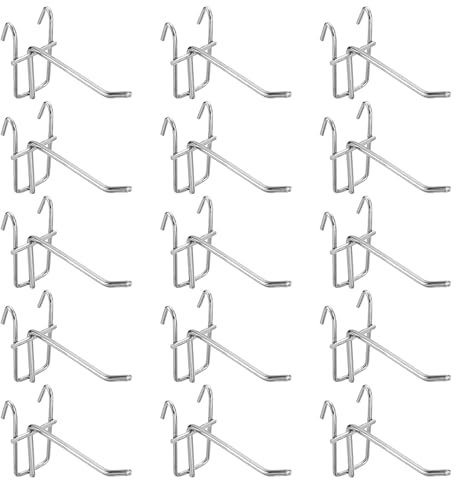 QUARKZMAN 25Pz Gancio Pannelli Forati 3.94, Gancio per Esposizione Griglia Metallico, Ganci Pannelli Forati per Supermercati, Boutique, Negozi Accessori e Grandi Magazzini (Argento)