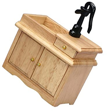 JOINPAYA Puppenhaus Waschbecken Mini- Küchenspüle Im Puppenhaus Spülbeckendekor DIY Dollhouse Accessoires Modern Mini- Miniaturen Puppenhausmöbel Kinderspielzeug Häuser Holz
