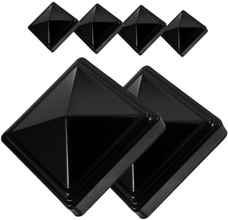 POPETPOP Versatile Fence Post Caps Metal Gate Finials 6 Pack Black Decorative Fence Toppers for Outdoor