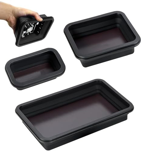 3 Piezas Bandeja Magnética, Bandeja Plegable, Accesorios de Taller para Tornillos Pequeños Tuercas, Arandelas y Otras Herramientas de Piezas Pequeñas, Bandeja de Silicona Portaherramientas (Negro)