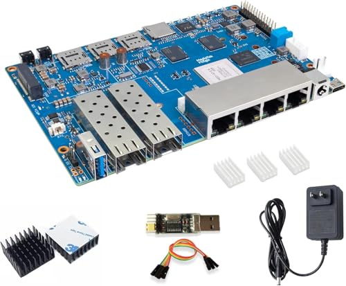 Banana Pi BPI-R4 WiFi 7 Router Board OpenWRT - DDR4 4GB/8GB RAM MediaTek MT7988A (Filogic 880) SoC, 4G/5G Wireless Router, 2X 10GbE SFP 4X GbE para NAS Smart Home Gateway (Kit1, DDR4 4GB)