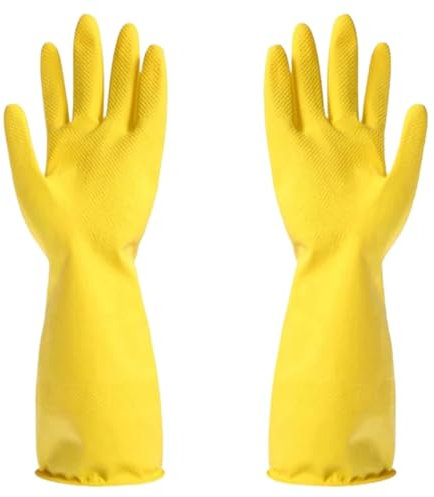 RPXHZLKTM Cleaning Gloves Rubber Gloves Wash Dishes Housekeeping Gloves Rubber Gloves Reusable Kitchen Gloves Long Sleeve(Yellow)