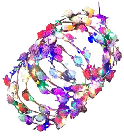 Mingchengheng LED-Blumenkrone | Strahlender Blumenkranz Mit Girlanden & Kronen | 10 Stücke Haaraccessoires Moderner Kopfschmuck Für Strandpartys Hochzeiten Halloween Rollenspiel