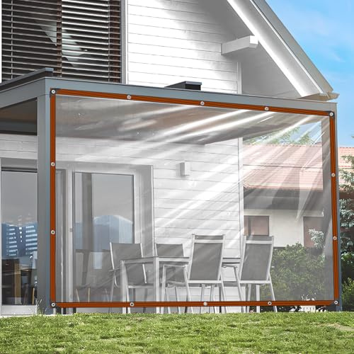 Transparente Plane Mit öSen - 2x3m Plane Durchsichtig für Außenbereich Gartenmöbel Abdeckplane Wasserdicht Wetterfeste Transparent Terrassenplane für Schutz Vor Witterung