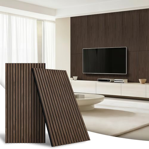 AKK-Star Lot de 2 panneaux acoustiques muraux - Insonorisants et insonorisants - Pour murs et plafonds, pour salle de conférence, TV - Décoration murale 3D - Noyer noir, 1200 x 600 x 18 mm