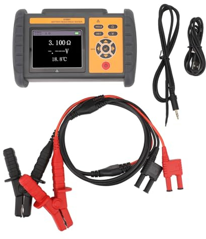 Marhynchus Probador de Batería con Resistencia Interna Medición de Temperatura de Voltaje Material ABS para Pilas de Botón de Litio y Carbono para Automóviles Rango de 0,000 MΩ‑3,100 Ω -10,0‑60,0 ℃