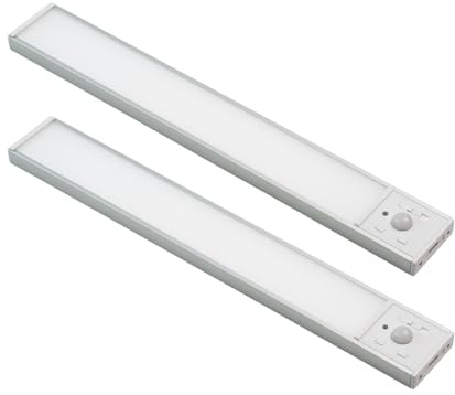 LUXULA 2 Stück LED Schrankbeleuchtung Bewegungsmelder 30cm, Silber | USB wiederaufladbar, magnetisch, 3CCT dimmbar 3000K 4500K 6000K für Kleiderschrank, Küche, Flur und Treppe, kabellos