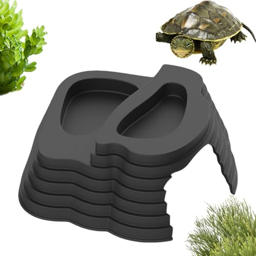 Sköldpadda vattenskål – halkfri PVC dekorativ akvariepool, sköldpaddsmat och badskål | reptil vattenbehållare för geckoorm ödla amfibier livsmiljö, miniatyr djur tank tillbehör