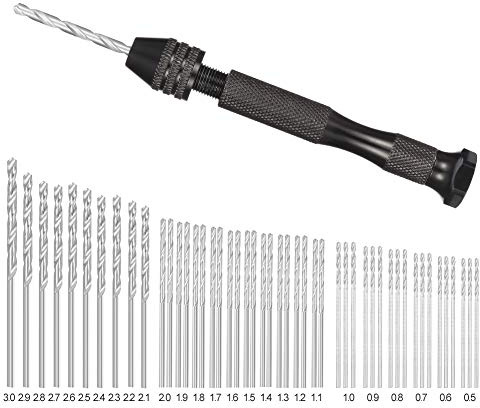 rainday 49 Pcs Pin Vise for Resin Casting Molds Set, Precision Pin Vise Hobby Drill with Model Twist Hand Drill Bits for Epoxy Resin Arts Crafts Wood Clay DIY Resin Keychain Jewelry Making