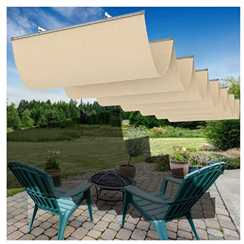 ZHANGQINGXIU Sun Shade Sail, Outdoor Retractable Canopy Grape Trellis Pergola Canopy Pool Garden Patio Gazebo Awning, Summer Sun Protection Garden Decoration (Color : Beige, Size : 0.7x12m)