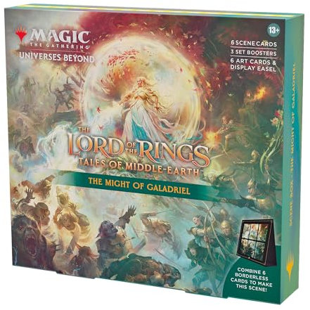 Magic: The Gathering Der Herr der Ringe: Geschichten aus Mittelerde Szenenbox – Die Macht von Galadriel (6 Szenenkarten, 6 Artwork-Karten, 3 Set Booster + Aufsteller) (Englische Version)
