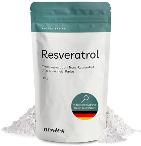 neotes Trans-Resveratrol Pulver - 1 x 15 g Beutel im 1-Monatspaket | wirkt Antioxidiativ & Immunsystem unterstützend | Vegan & Glutenfrei - Ohne Gentechnik & Ohne Zusätze